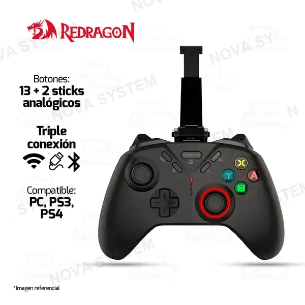 Redragon GAMEPAD REDRAGON FORGE G711 | USB - BLUETOOTH - INALÁMBRICO| PS4 - PS3 - PC | NEGRO