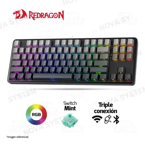 Redragon TECLADO REDRAGON STAR BLADE K707 | INGLES | INALAMBRICO | SW-MINT | RGB | DEGRADED
