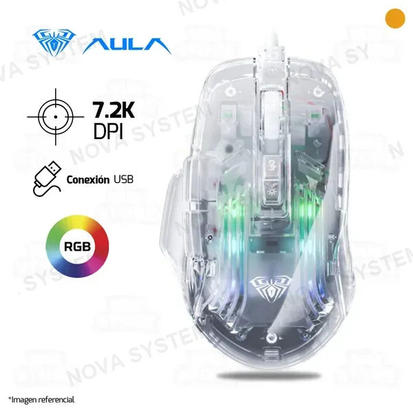 MOUSE AULA S80 | USB | 7,200 DPI | TRANSPARENTE