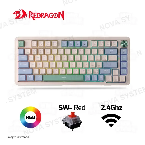 Redragon TECLADO REDRAGON UCAL PRO K673CPG-RGB-PRO | INGLES | INALAMBRICO | SW-RED | RGB | PASTEL
