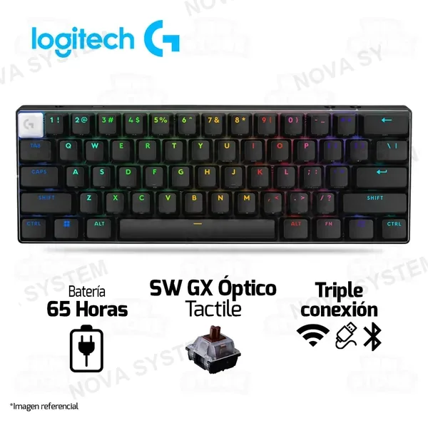 Logitech TECLADO LOGITECH GPRO X 60 | INGLES | MECANICO | SW-GX OPTICAL TACTILE | RGB | NEGRO