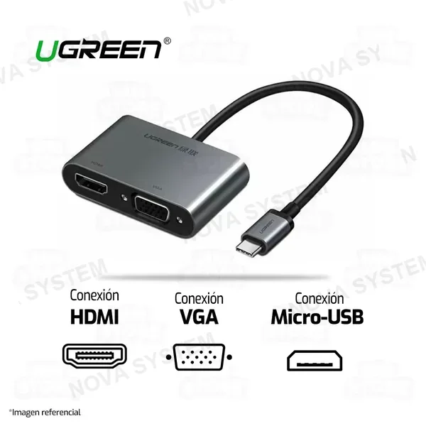 Ugreen ADAPTADOR VGA + HDMI A USB TIPO C UGREEN 50505