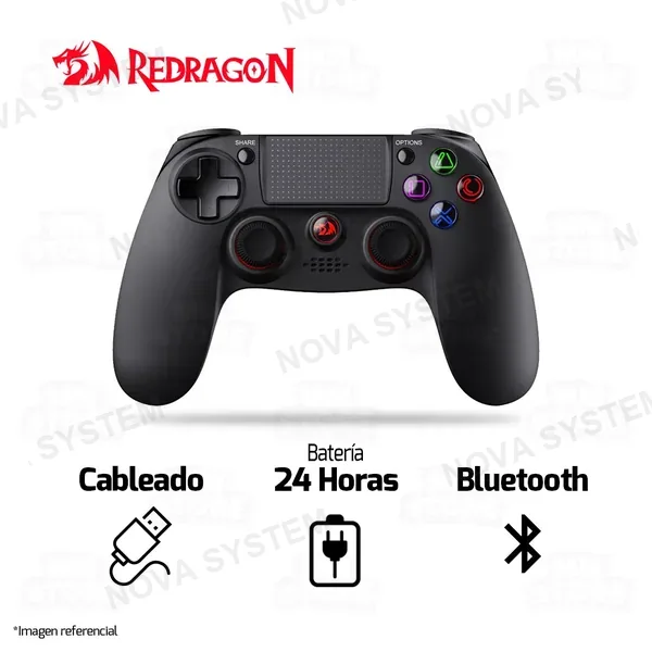 Redragon GAMEPAD REDRAGON JUNO G818 | USB-BLUETOOTH | PLAY4 - PLAY3 - PC | NEGRO