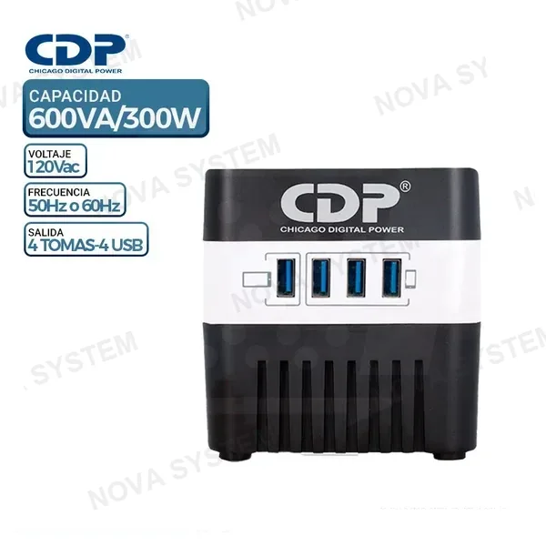 CDP ESTABILIZADOR CDP 4 TOMAS ( RU AVR 604I ) 600VA | 4 USB 220V