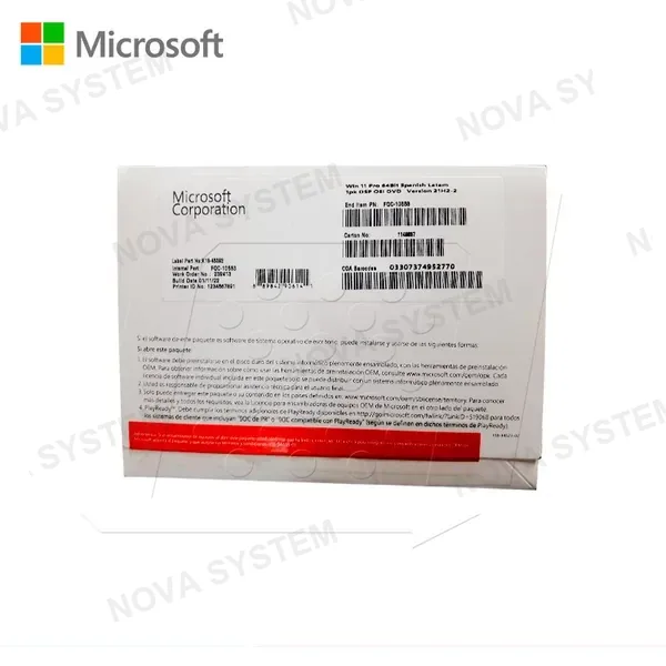 LICENCIA DE MICROSOFT WINDOWS 11 PRO 64BIT ESPAÑOL