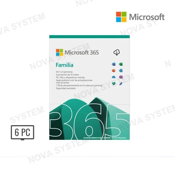 LICENCIA MICROSOFT OFFICE 365 FAMILIA VIRTUAL ( 6GQ-00088 ) 6 PERSONAS | ESPAÑOL