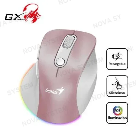 Genius MOUSE INALAMBRICO GENIUS ERGO 9000S PRO ( 31030039400 ) DUAL RECARGABLE WIRELESS - BT | BLANCO | SILENT RGB