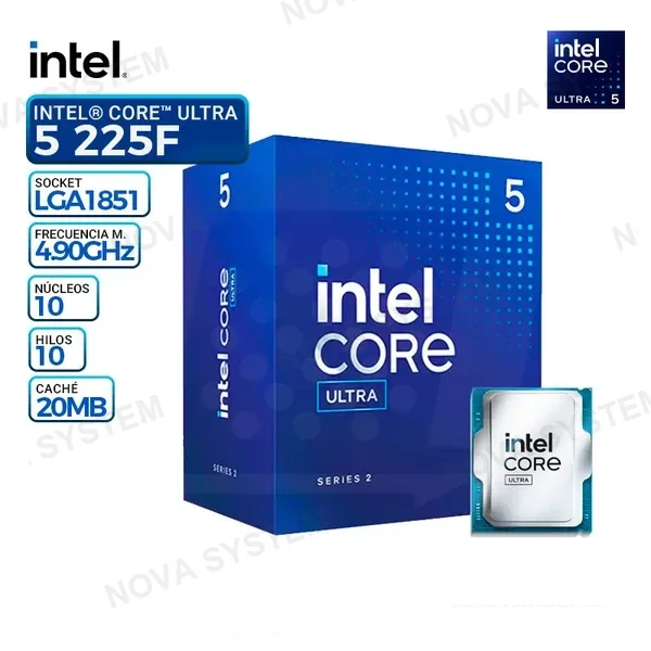 Intel PROCESADOR INTEL CORE ULTRA 5 225F ( BX80768225F ) 3.30 - 4.90 GHZ | CACHE 20MB | LGA1851