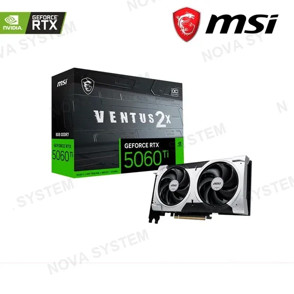 MSI TARJETA DE VIDEO MSI RTX 5060 TI VENTUS PLUS ( 5060 TI 8G VENTUS 2X OC PLUS ) 8GB - GDDR7 | X2 FAN | X3 DP - 1 HDMI | 128 BIT