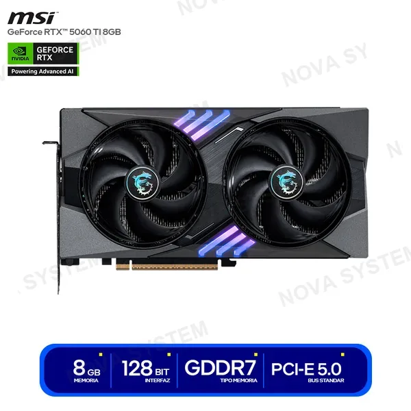 MSI TARJETA DE VIDEO MSI RTX 5060 TI GAMING TRIO ( 5060 TI 8G GAMING OC ) 8GB - GDDR7 | X3 FAN | X3 DP - 1 HDMI | 128 BIT | LED RGB