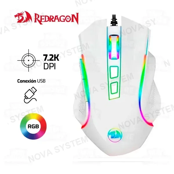 Redragon MOUSE GAMER REDRAGON GRIFFIN ( M607W ) USB | 7200 DPI | RGB CHROMA | BLANCO