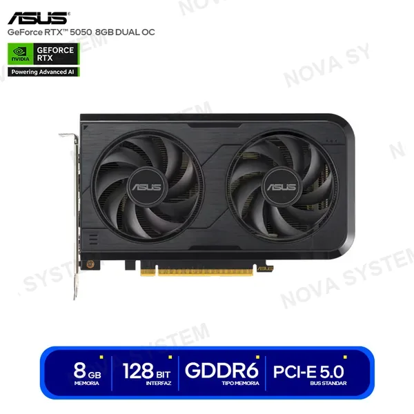 ASUS TARJETA DE VIDEO ASUS RTX 5050 DUAL OC ( DUAL-RTX5050-O8G ) 8GB - GDDR6 | 128BIT | X2 FAN | HDMI - X3 DP