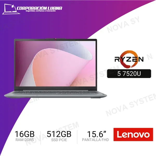 Lenovo LAPTOP LENOVO IDEAPAD SLIM 3 15AMN8 RYZEN 5 7520U ( 82XQ00N6LM ) RAM 16GB DDR5 | SSD 512GB | 15.6" FHD TN | FREE OS