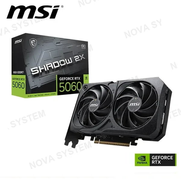 MSI TARJETA DE VIDEO MSI RTX 5060 SHADOW OC ( 912-V537-038 ) 8GB - GDDR7 | X2 FANES | DLSS4 | 128 BIT | X3 DP - 1 HDMI