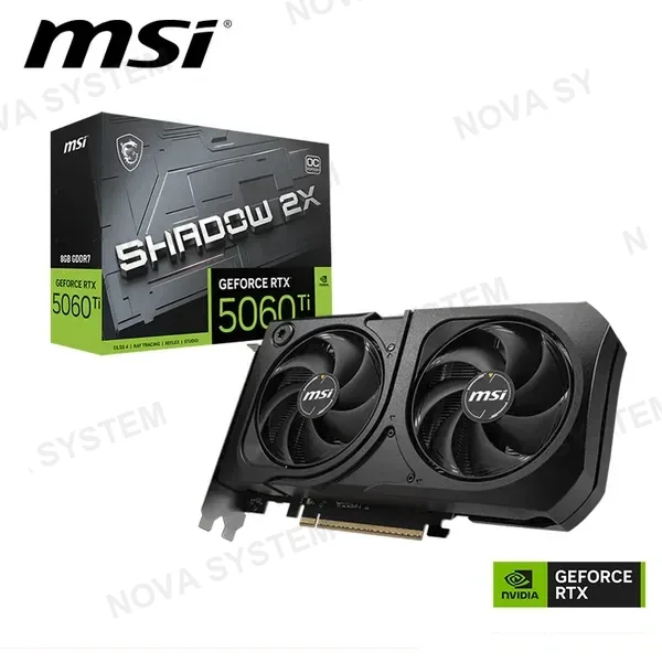 MSI TARJETA DE VIDEO MSI RTX 5060 TI SHADOW OC PLUS ( 912-V536-035 ) 8GB - GDDR7 | X2 FANES | DLSS4 | 128 BIT | X3 DP - 1 HDMI