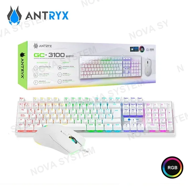 Antryx COMBO ANTRYX GAMER INALAMBRICO GC-4500 ( AGC-4500TXKBL-SP ) TECLADO+MOUSE | WIFI - BT - USB | SWITCH BLUE | LED RGBT
