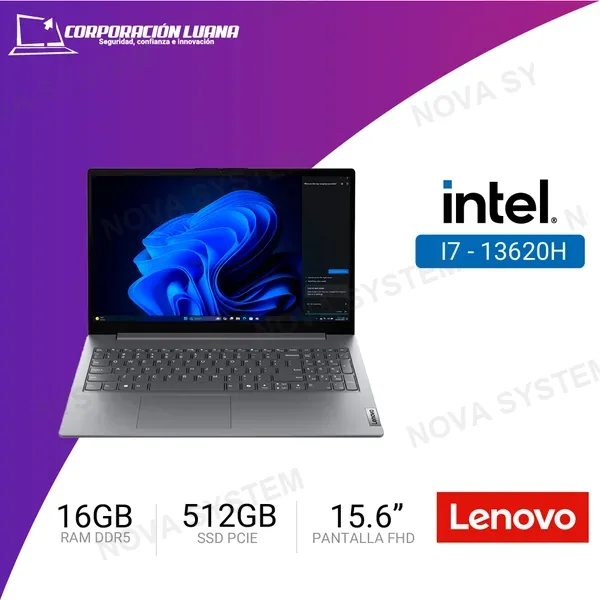 Intel LAPTOP LENOVO V15 G5 IRL INTEL I7 13620H ( 83GW005HLD ) RAM 16GB DDR5 | SSD 512GB | 15.6" FHD | INTEGRADA | FREE OS | LUNA GREY