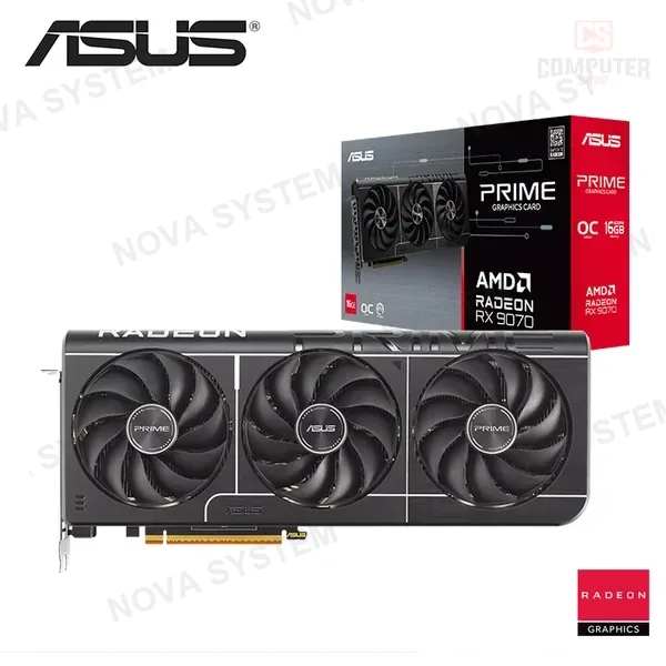 ASUS TARJETA DE VIDEO ASUS PRIME RX 9070 OC ( 90YV0MQ0-M0AA00 ) 16GB - GDDR6 | X3 FANES | 192 BIT | X3 DP - 1 HDMI