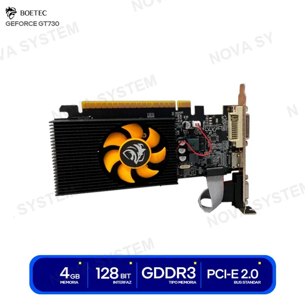 TARJETA DE VIDEO BOETEC GT 730 ( GT730-4G ) 4GB - GDDR3 | X1 FAN | 128 BIT | VGA - HDMI - DVI