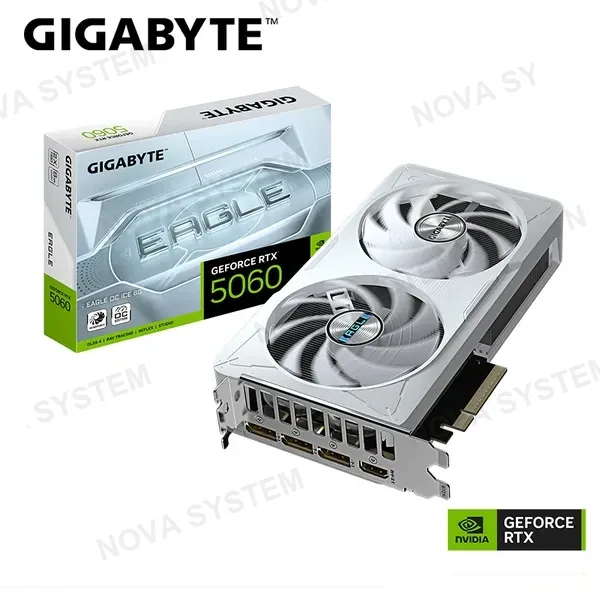Gigabyte TARJETA DE VIDEO GIGABYTE RTX 5060 EAGLE OC ICE ( GV-N5060EAGLEOC ICE-8GD ) 8GB GDDR7 | 128 BIT | X2 FANES | X3 DP - HDMI