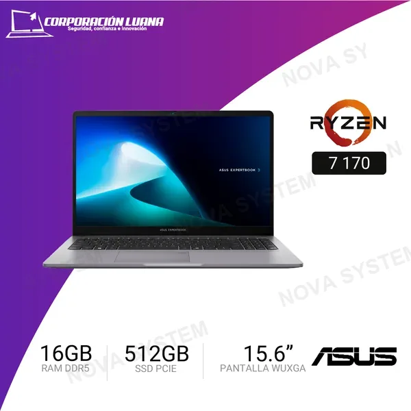 ASUS LAPTOP ASUS EXPERTBOOK PM1503CDA-S70013 AMD RYZEN 7 170 ( 90NX09D1-M00CD0 ) RAM 16GB DDR5 | SSD 512GB | 15.6" FHD IPS | INTEGRADA | FREE OS