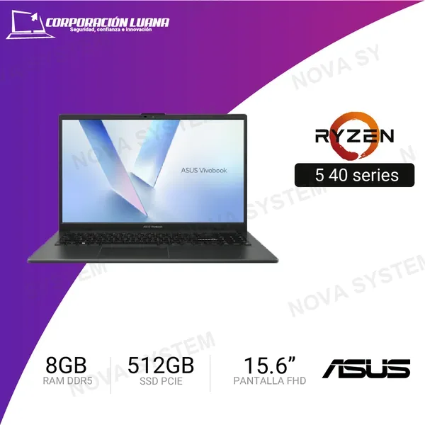 ASUS LAPTOP ASUS VIVOBOOK GO E1504F AMD RYZEN 5 40 ( 90NB0ZR2-M07CD0 ) RAM 8GB DDR5 | SSD 512GB | INTEGRADA | WINDOWS 11 HOME | TECLADO US | NEGRO