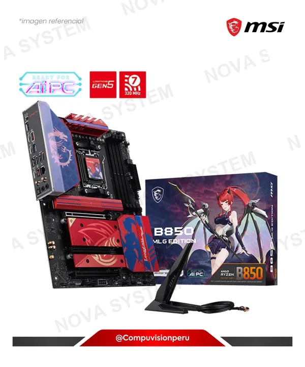 MSI PLACA MSI B850 MLG EDITION AMD B850 AM5 DDR5 HDMI M.2 SATA 6GB WI-FI 7 BLUETOOTH