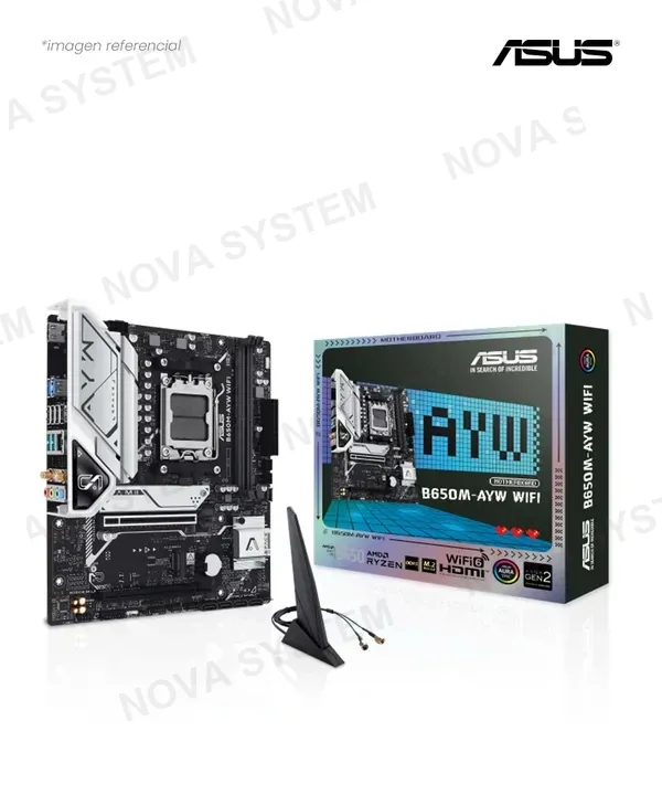 ASUS PLACA ASUS B650M-AYW WIFI AM5 AMD B650 DDR5 HDMI DP M.2 SATA 6GB BLUETOOTH USB 10GB M-ATX