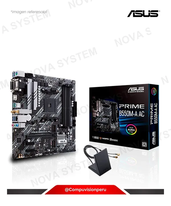 ASUS PLACA ASUS PRIME B550M-A AC AM4 AMD B550 DDR4 VGA DVI HDMI M.2 WIFI BLUETOOTH 5.0 USB 3.2 MATX