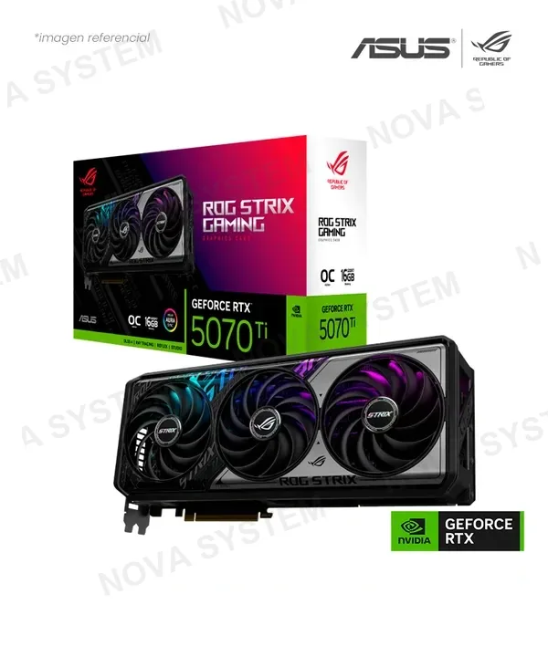 ASUS VIDEO ASUS ROG STRIX GEFORCE RTX 5070 TI OC EDITION 16GB GDDR7 CUDA 8960 192 BITS HDMI DP ARGB ROG-STRIX-RTX5070TI-O16G-GAMIN