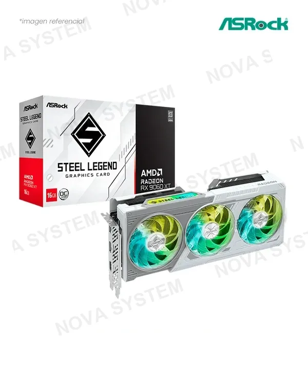 Asrock VIDEO ASROCK AMD RADEON RX 9060XT STEEL LEGEND 16GB GDDR6 SP 2048 128BITS HDMI DP RX9060XT SL 16GO