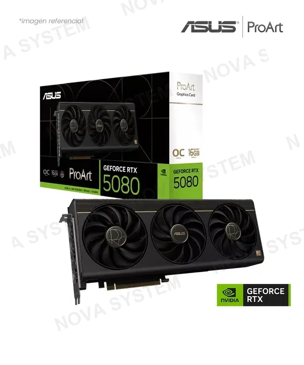 ASUS VIDEO ASUS PROART GEFORCE RTX 5080 16GB GDDR7 EDICIÓN OC CUDA 10752 256BITS HDMI DP PROART-RTX5080-O16G