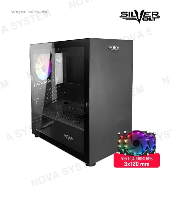 Silver Volt CASE SILVER VOLT PC-M12023 USB 3.0 S/F TEMPERED GLASS M-ATX 3*120MM VORTEX RGB