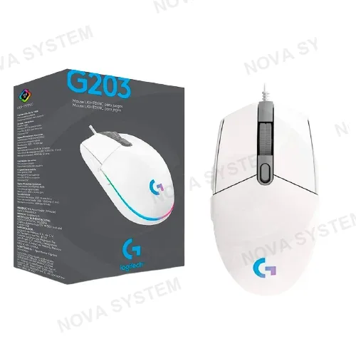 LOGITECH MOUSE GAMING, LOGITECH-G, G203 LIGHTSYNC WHITE