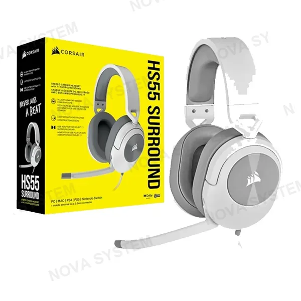 CORSAIR AUDIFONO GAMER, CORSAIR, HS55 SORROUND WHITE