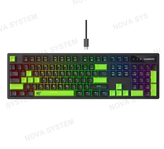 TECLADO MECANICO HAVIT KB893L-SP RGB BACKLITE NEGRO-VERDE