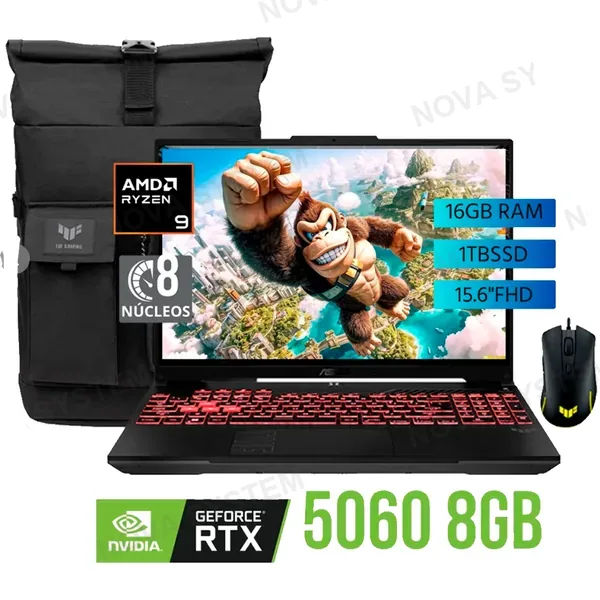 ASUS LAPTOP ASUS ESP TUF GAMING A16 RYZEN 9 8940Hx 16GB D5 1TB NVMe RTX5060