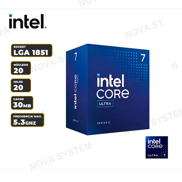 Intel PROCESADOR INTEL CORE ULTRA 7 - 265F CACHE 30MB 2.40GHZ HAST