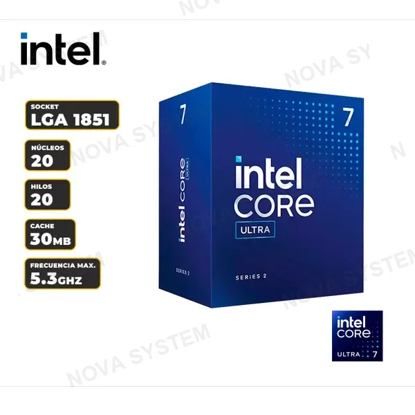 Intel PROCESADOR INTEL CORE ULTRA 7 - 265 CACHE 30MB 2.40GHZ HASTA