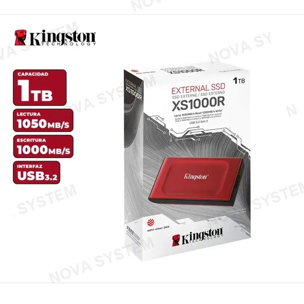 Kingston UNIDAD DE ESTADO SOLIDO EXTERNA KINGSTON XS1000 1TB RED INTE