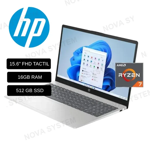 HP LAPTOP HP 15-FC0049WM (B8LQ3UA#ABA) AMD RYZEN 7 7730U/ 16GB RAM/ 512GB SSD/ PANTALLA 15,6 FHD TACTIL/ WINDOWS 11 / AMERICANA
