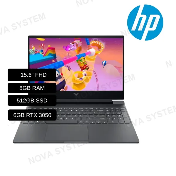 HP LAPTOP HP GAMER VICTUS 15-FB3018LA (BT4F5LA#ABM) AMD RYZEN 7 7445HS / 8GB RAM/ 512GB SSD/ 6GB RTX 3050/ PANTALLA 15.6 FHD/ WINDOWS 11