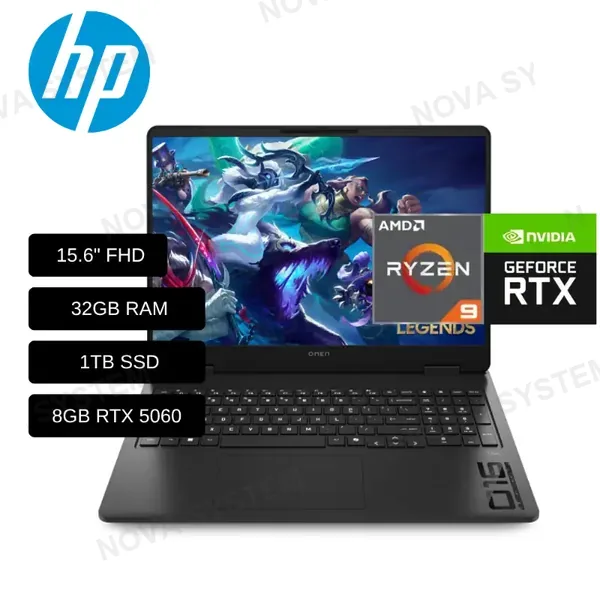 HP LAPTOP HP OMEN 16-AP0053DX (BP1Q1UA#ABA) AMD RYZEN 9 8940HX / 32GB RAM DDR5 / 1TB SSD / 8GB RTX5060 / PANTALLA 16" 2K 144HZ / WIN 11 / AMERICANA