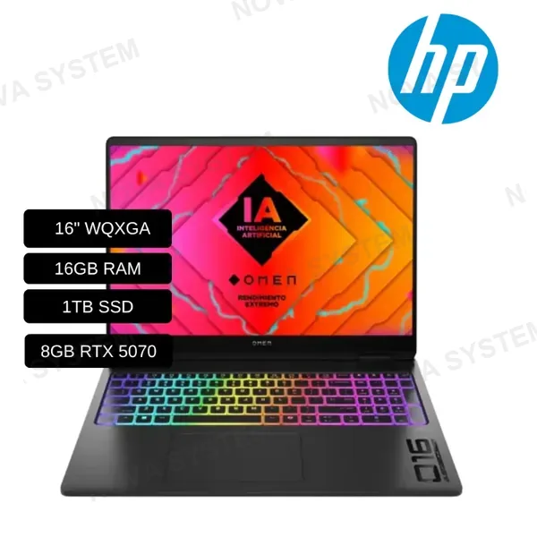 HP LAPTOP HP OMEN HP GAMER OMEN 16 SLIM 16-AN0119NR (BM7B9UA#ABA) ULTRA 9 265H / 16GB RAM/ 1TB SSD/ 8GB RTX 5070/ PANTALLA 16