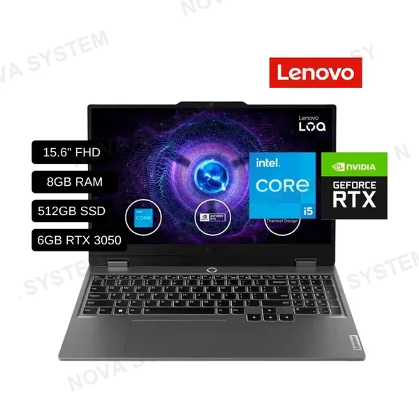 LENOVO LAPTOP LENOVO GAMER LOQ 15IAX9 (83GS006WLM) I5 12450HX / 8GB RAM DDR5 / 512GB SSD / 6GB RTX3050 / PANT 15,6