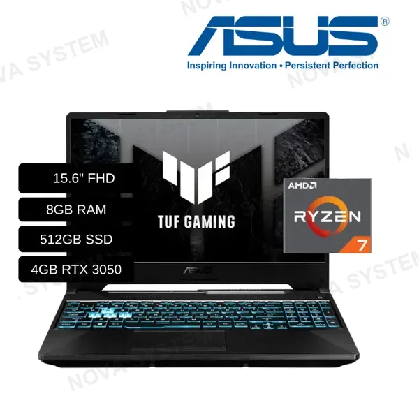 ASUS LAPTOP ASUS GAMER FA506NCG-HN187W AMD RYZEN 7 7445HS/ 8GB RAM/ 512GB SSD/ 4GB RTX 3050/ WINDOWS 11/ LATINA