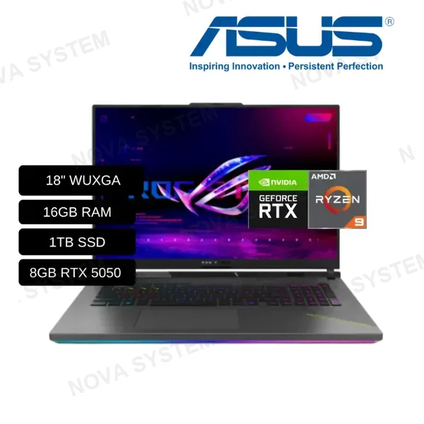 ASUS LAPTOP ASUS GAMER ROG STRIX G814PH-ES94 RYZEN 9 8940HX / 16GB RAM/ 1TB SSD/ 8GB RTX 5050/ PANTALLA 18 WUXGA 144HZ/ WINDOWS 11 / AMERICANA