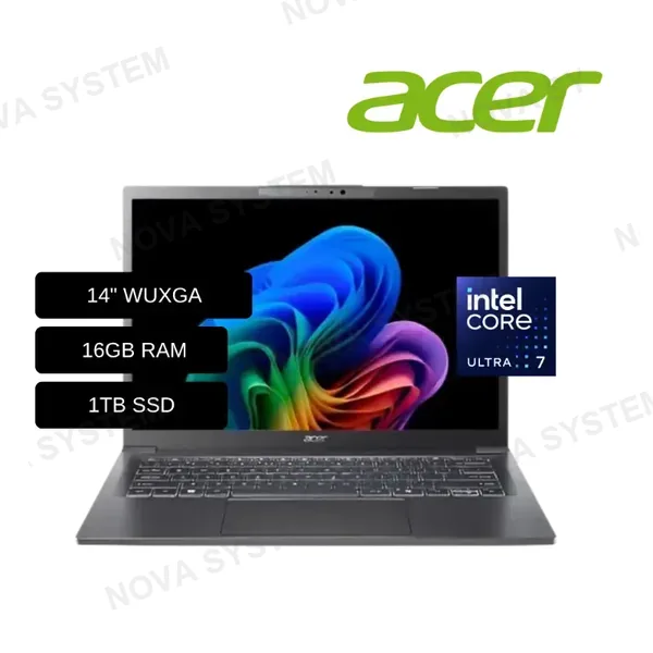 ACER LAPTOP ACER ASPIRE 14 AI A14-52M-72FH ULTRA 7 256V/ 16GB RAM/ 1TB SSD/ PANTALLA 14 WUXGA IPS/ WINDOWS 11