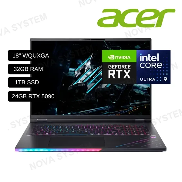 ACER LAPTOP ACER PREDATOR HELIOS 18 AI PH18-73-91S0 ULTRA 9 275HX / 32GB RAM DDR5 / 1TB SSD / 24GB RTX5090 / PANTALLA 18