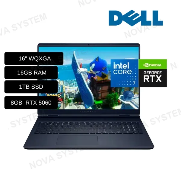 DELL LAPTOP DELL ALIENWARE 16 AURORA INTEL CORE7 240H/ 16GB RAM/ 1TB SSD/ 8GB RTX 5060/ PANTALLA 16